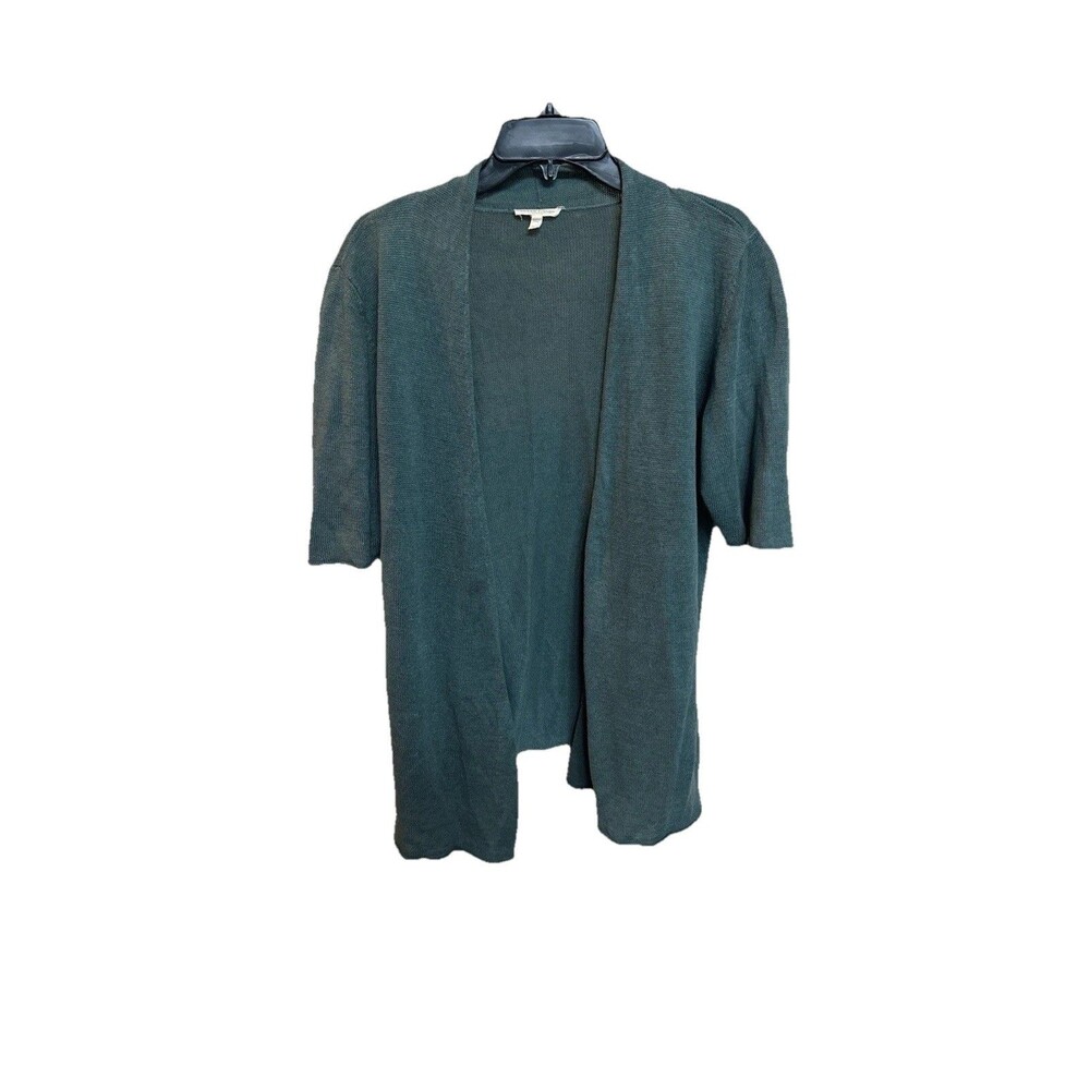 Eileen Fisher Open Front Cardigan 100%‎ Linen Green PL
